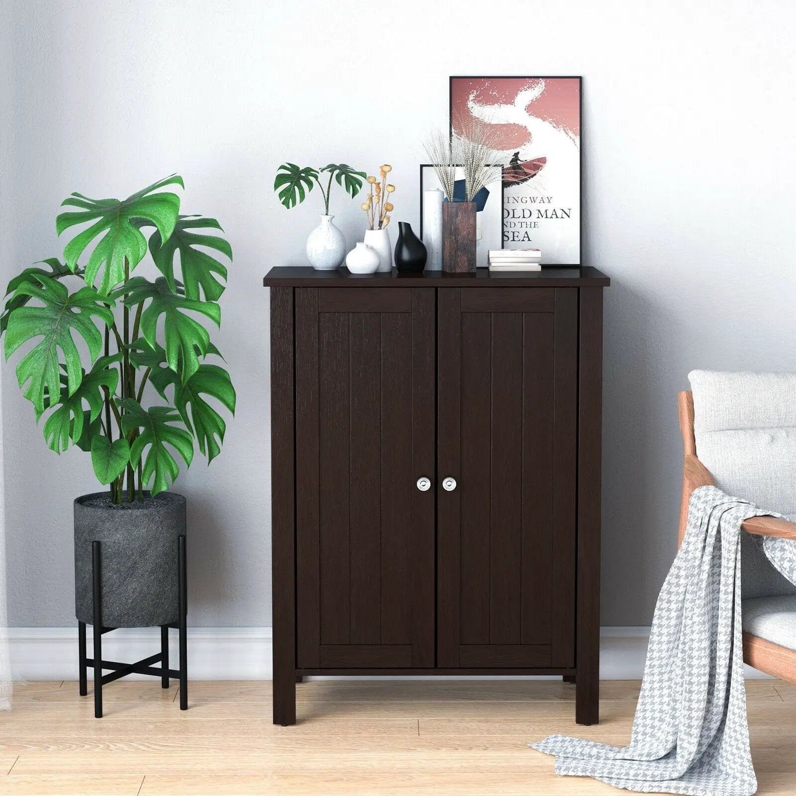 2-Door Bathroom Floor Storage Cabinet Space Saver Organizer by DirectDeals