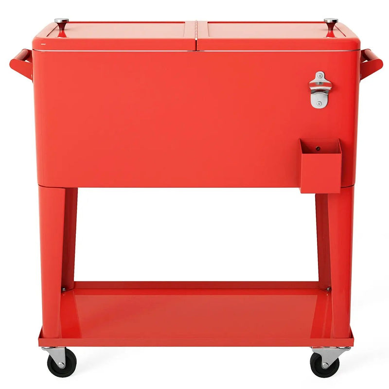 80 Quart Outdoor Patio Rolling Steel Construction Cooler by DirectDeals