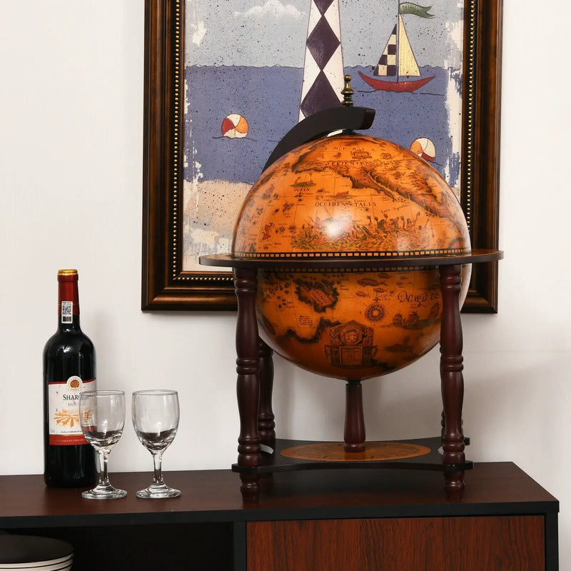 23 Inch Globe Wine Bar Stand for Dining Room and Living Room-Coffee by DirectDeals