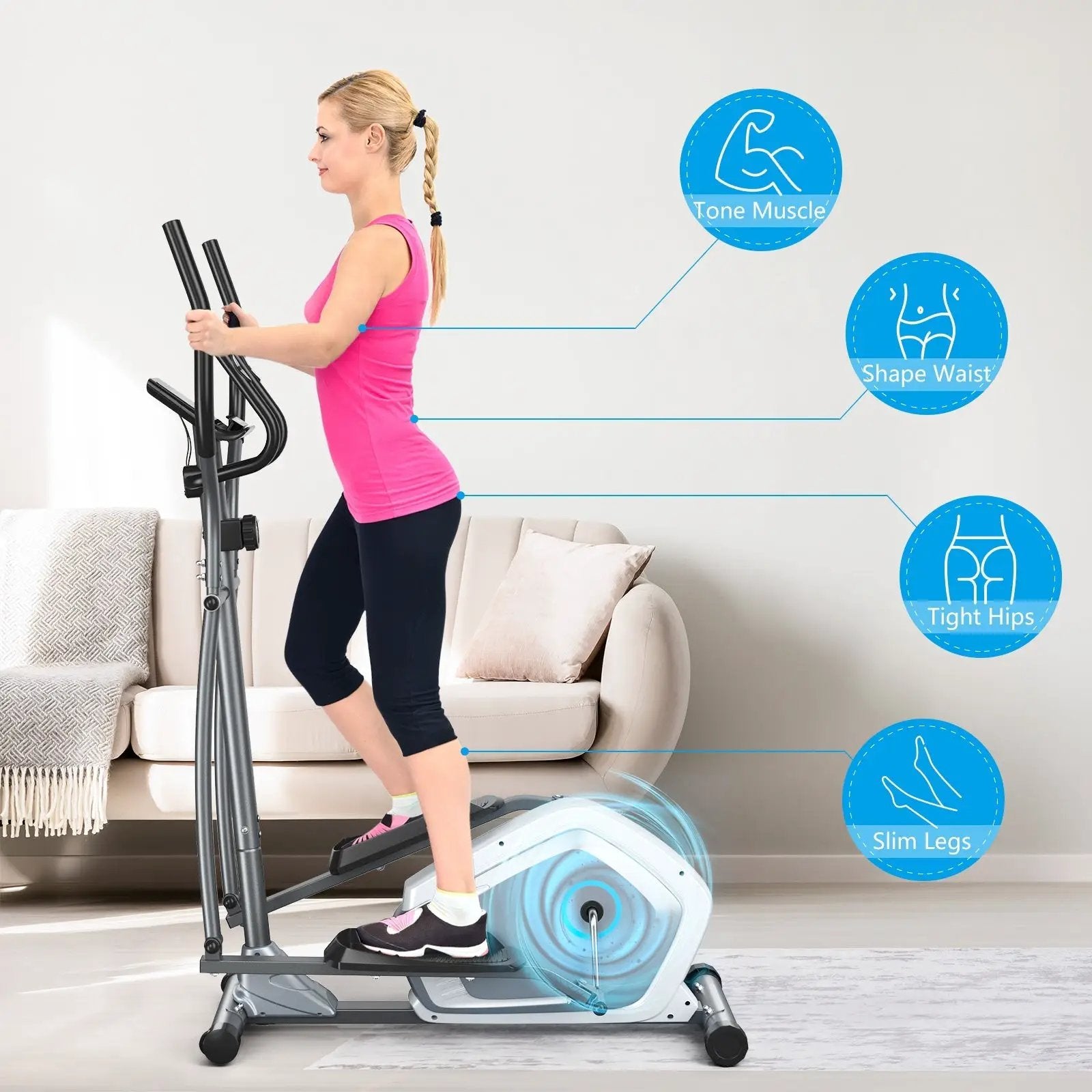 Elliptical Magnetic Cross Trainer with LCD Monitor and Pulse Sensor by DirectDeals