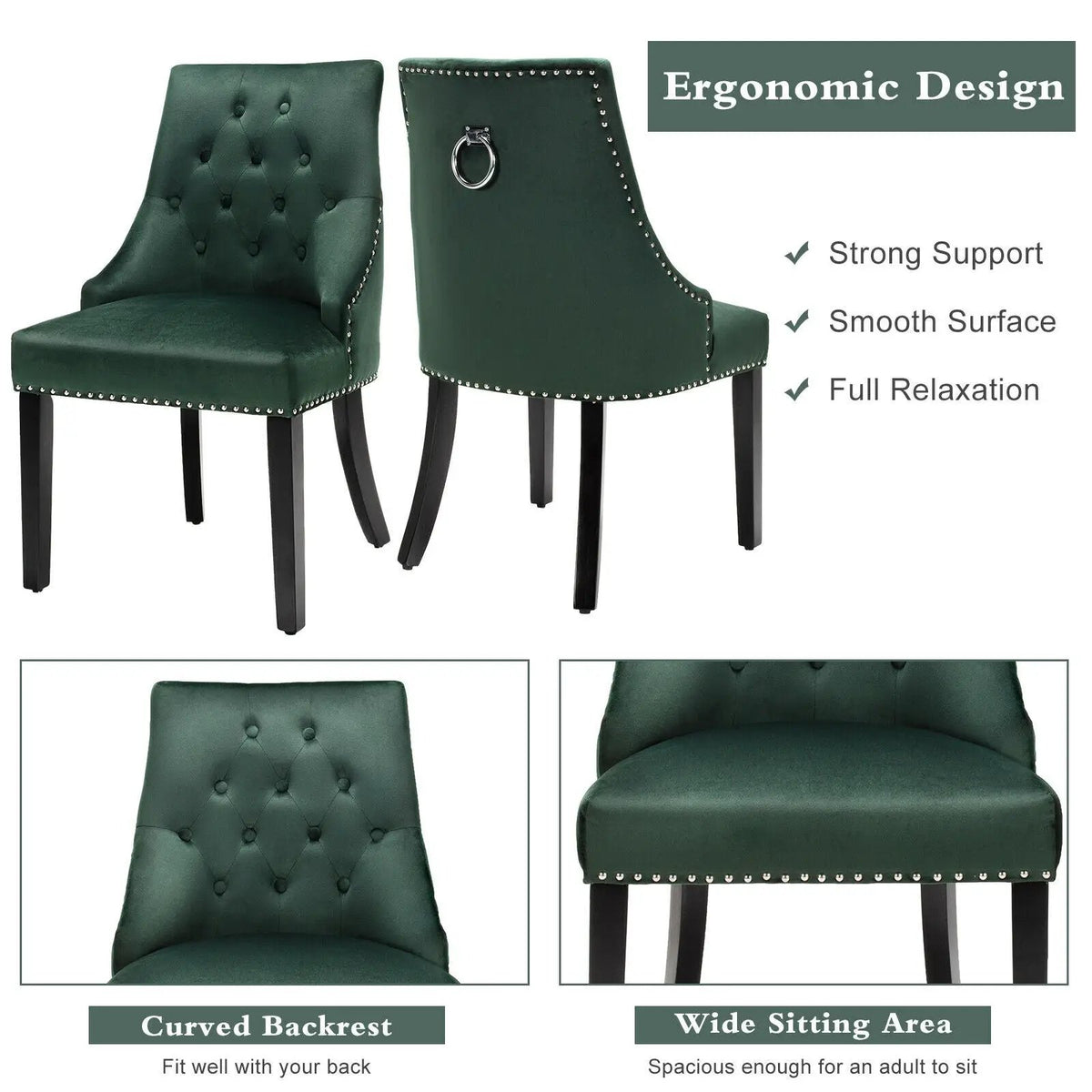 Modern Upholstered Button-Tufted Dining Chair with Naild Trim by DirectDeals