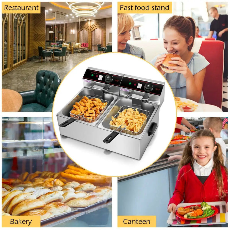 3400W Dual Tank Electric Countertop Deep Fryer by DirectDeals