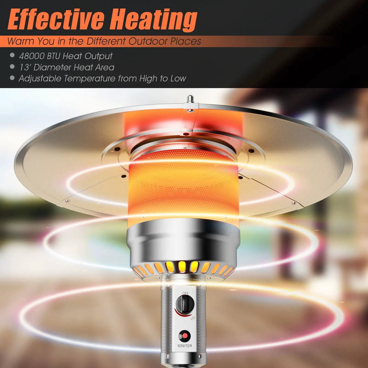 Outdoor Heater Propane Standing LP Gas Steel with Table by DirectDeals