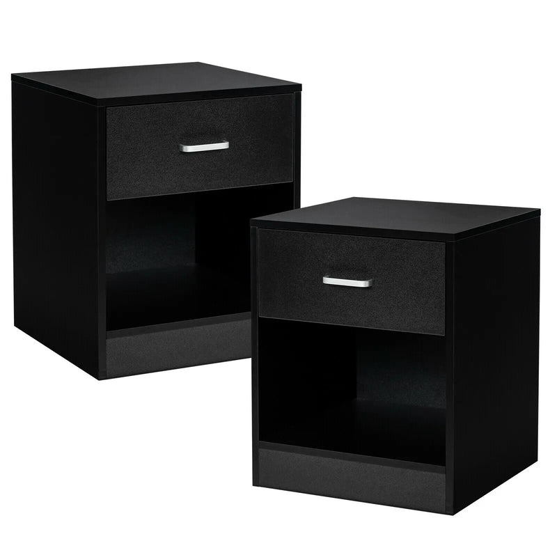 2 Pieces Nightstand with Storage Drawer and Cabinet by DirectDeals