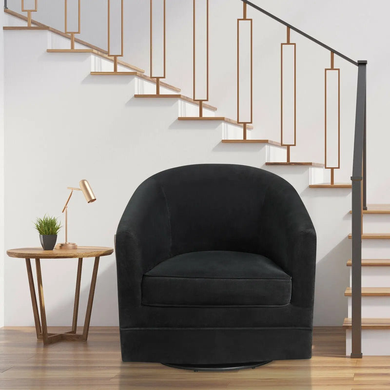 Assembly Accent Chair with 360-Degree Swivel Metal Base for Living Room by DirectDeals