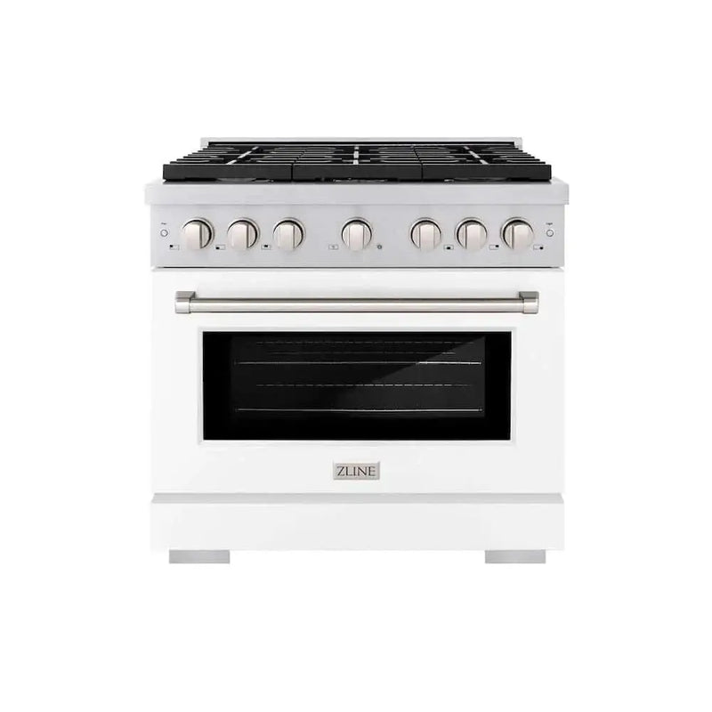 ZLINE 36 In. Gas Range, Stainless Steel, White Matte, SGR-WM-36 by Farmhouse Kitchen and Bath