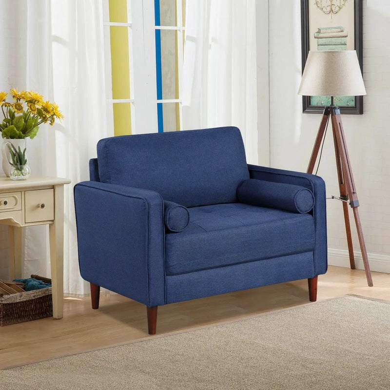 Accent Oversized Linen Club Armchair with Pillows and Rubber Wood Legs by DirectDeals