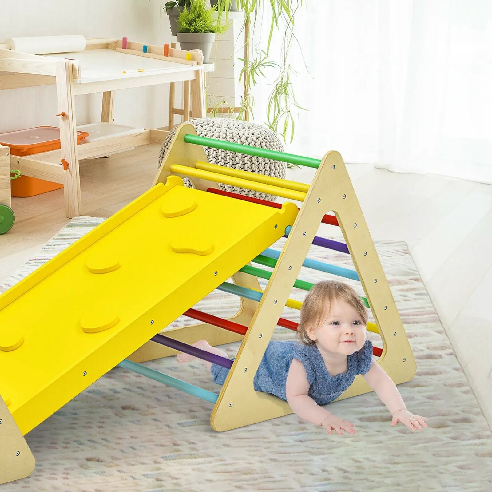 3 in 1 Wooden Set of 2 Triangle Climber with Ramp for Slid by DirectDeals