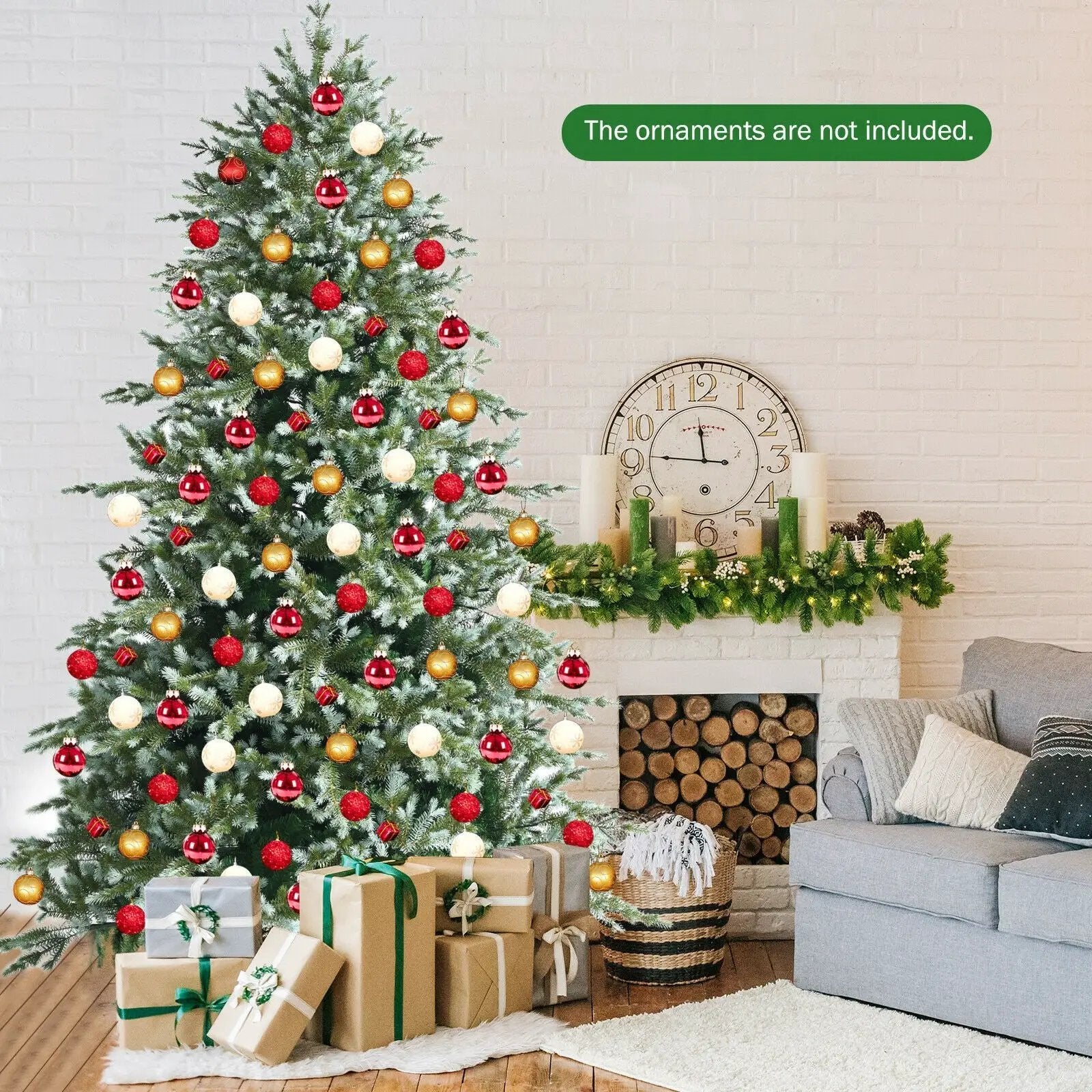 8 Feet Hinged Artificial Christmas Spruce Tree with Mixed PE and PVC Tips by DirectDeals