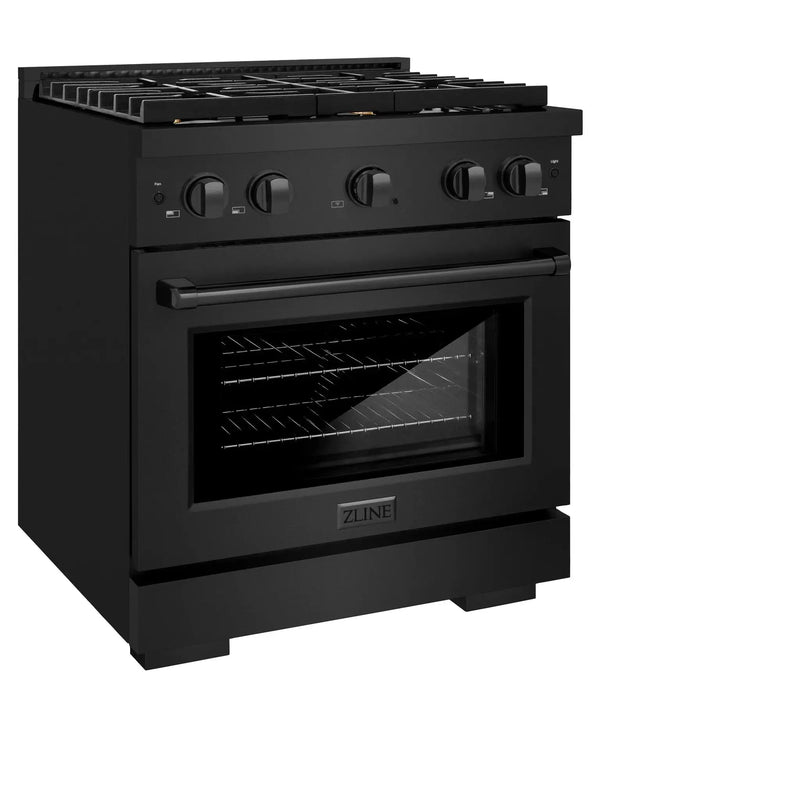 ZLINE 30"Paramount Dual Fuel Range Black Stainless Steel, Brass Burners SDRB-BR-30 by Farmhouse Kitchen and Bath
