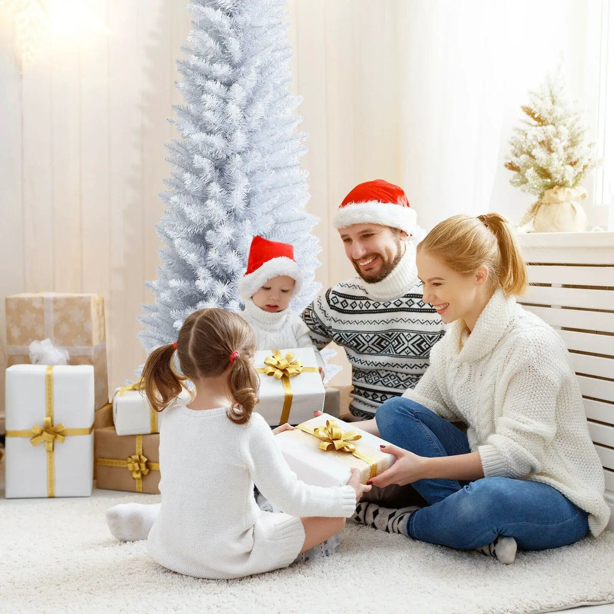 6 Feet Unlit Artificial Slim Pencil Christmas Tree with Metal Stand by DirectDeals