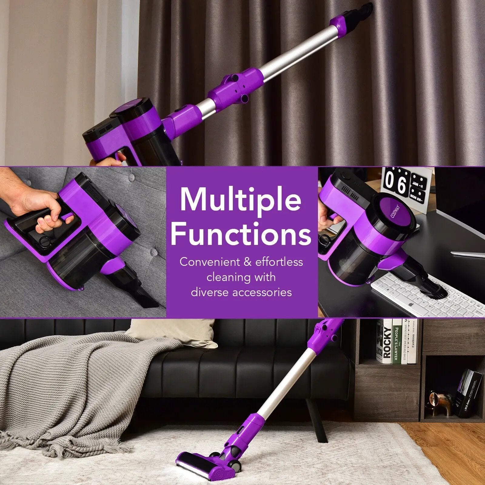 3-in-1 Handheld Cordless Stick Vacuum Cleaner with 6-cell Lithium Battery by DirectDeals