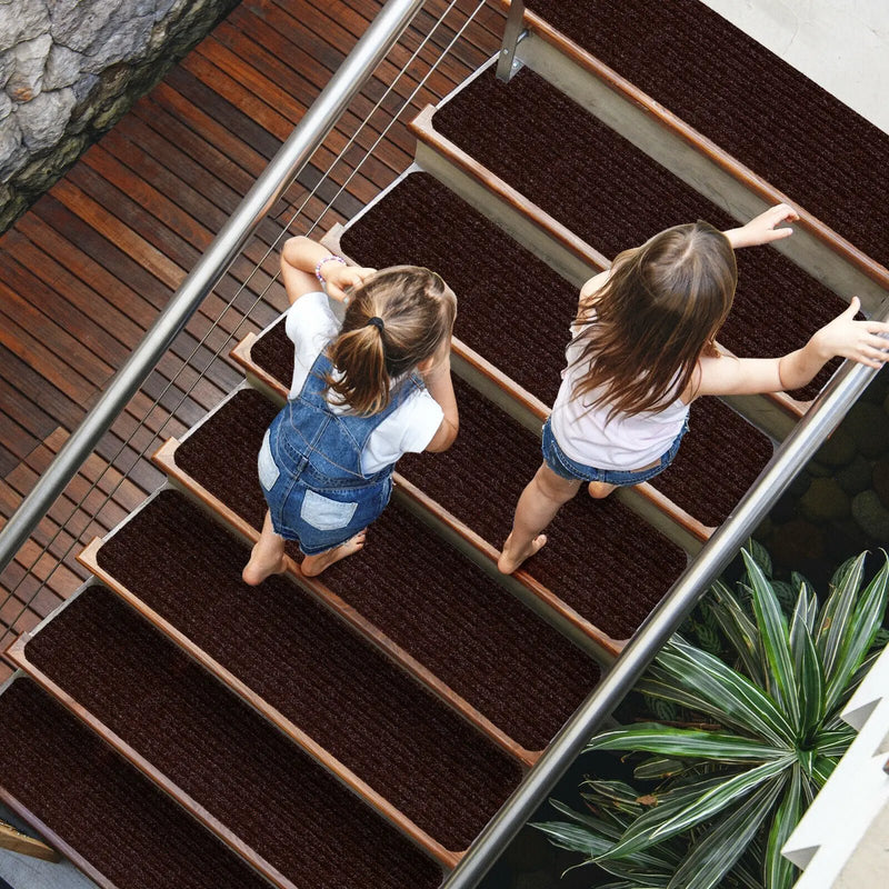 15 Pieces 30 x 8 Inch Slip Resistant Soft Stair Treads Carpet by DirectDeals