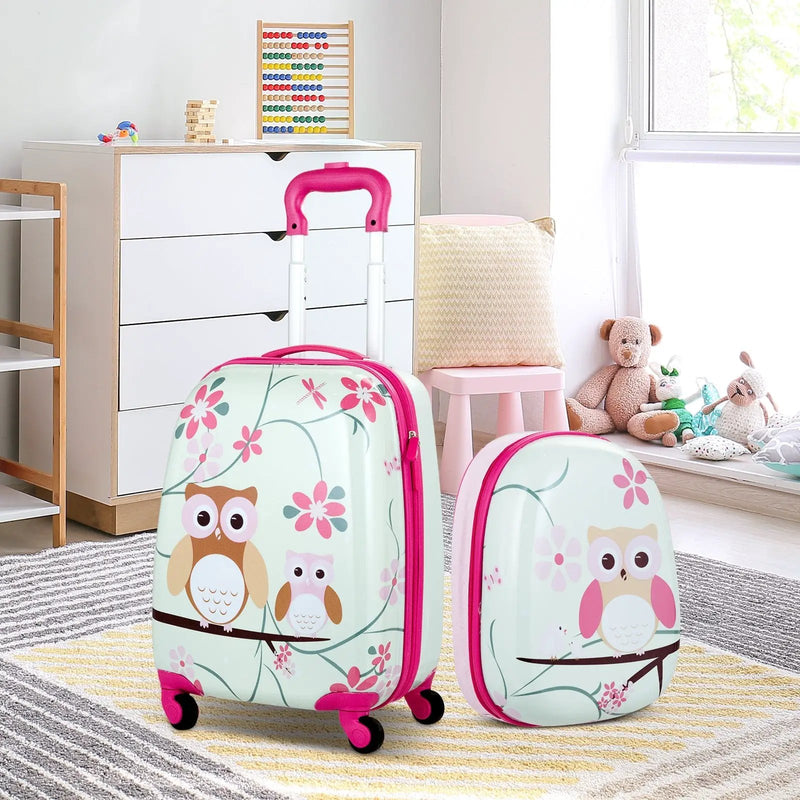 2 Pieces 12 Inch 16 Inch Green ABS Kids Suitcase Luggage Set by DirectDeals