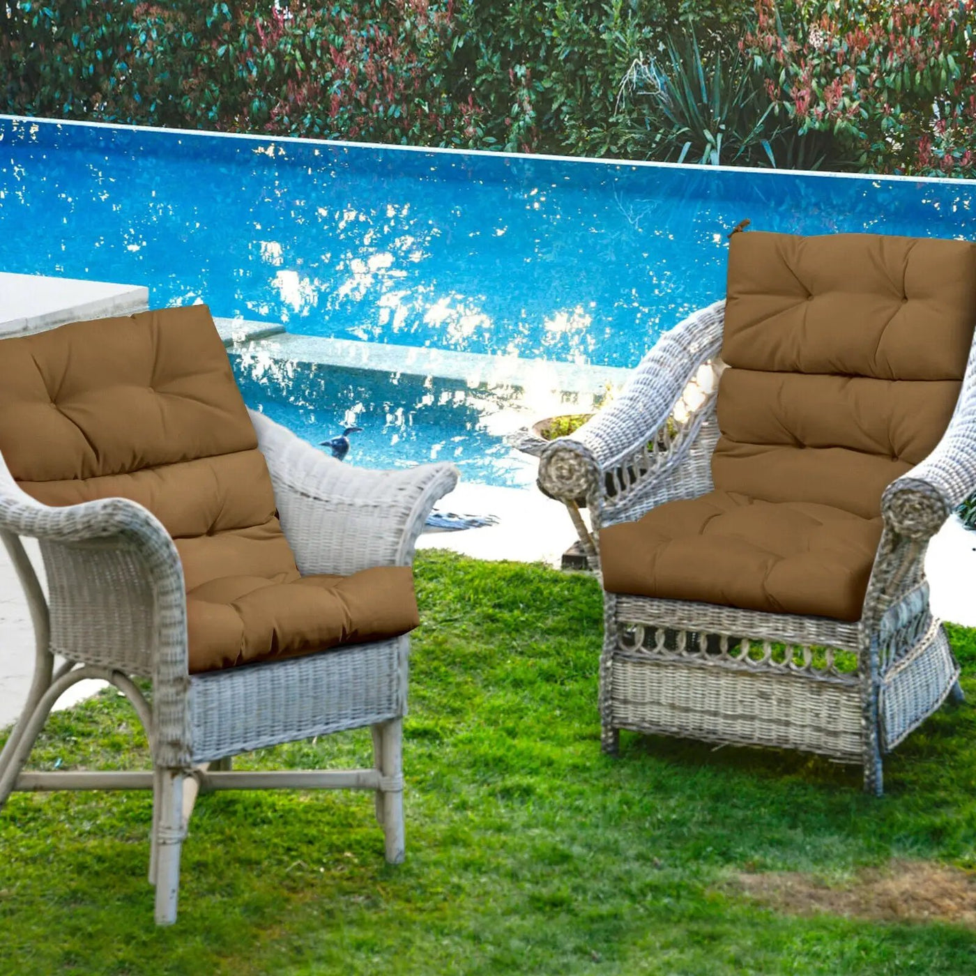 22 x 44 Inch Tufted Outdoor Patio Chair Seating Pad by DirectDeals