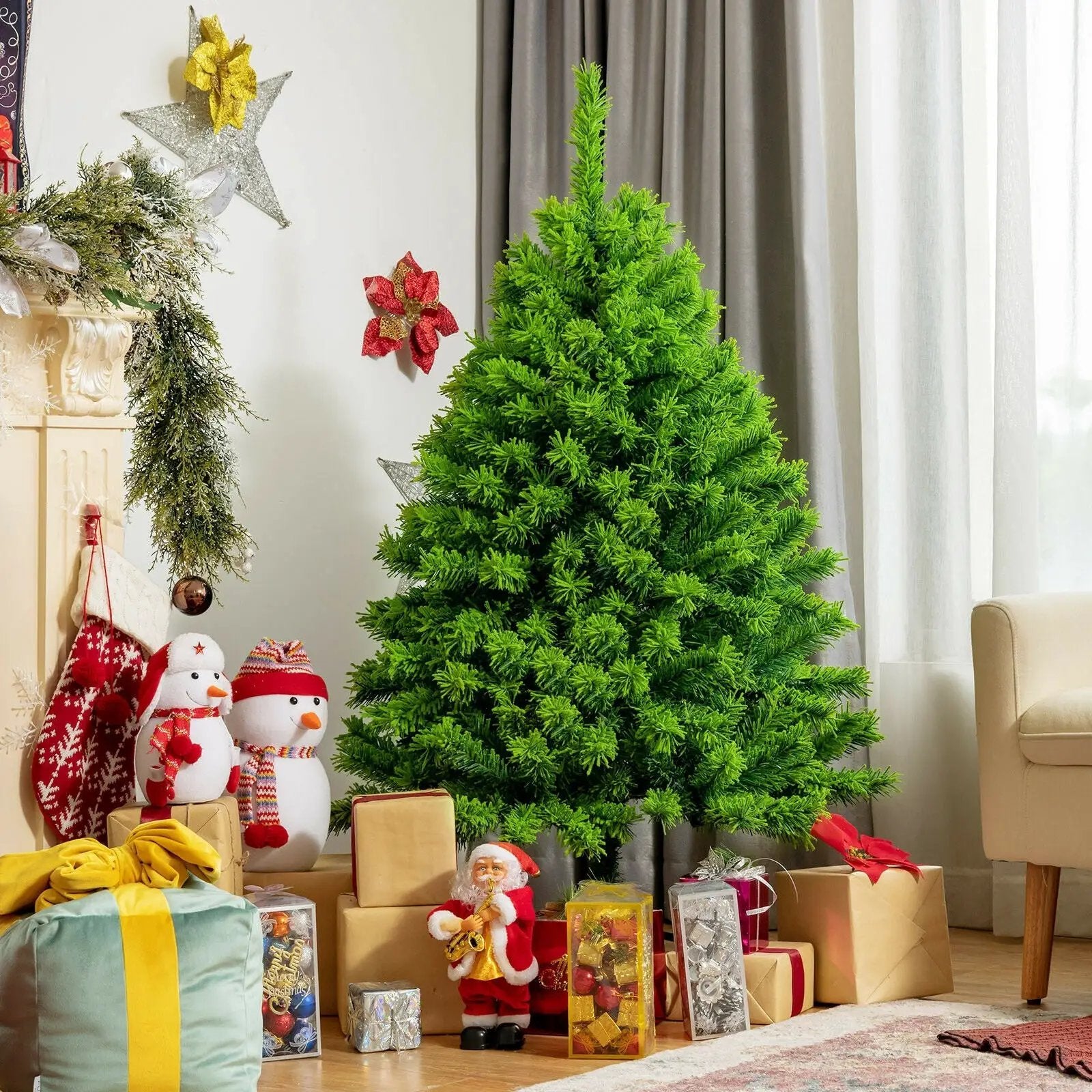 Snow Flocked Artificial Christmas Tree with Metal Stand by DirectDeals