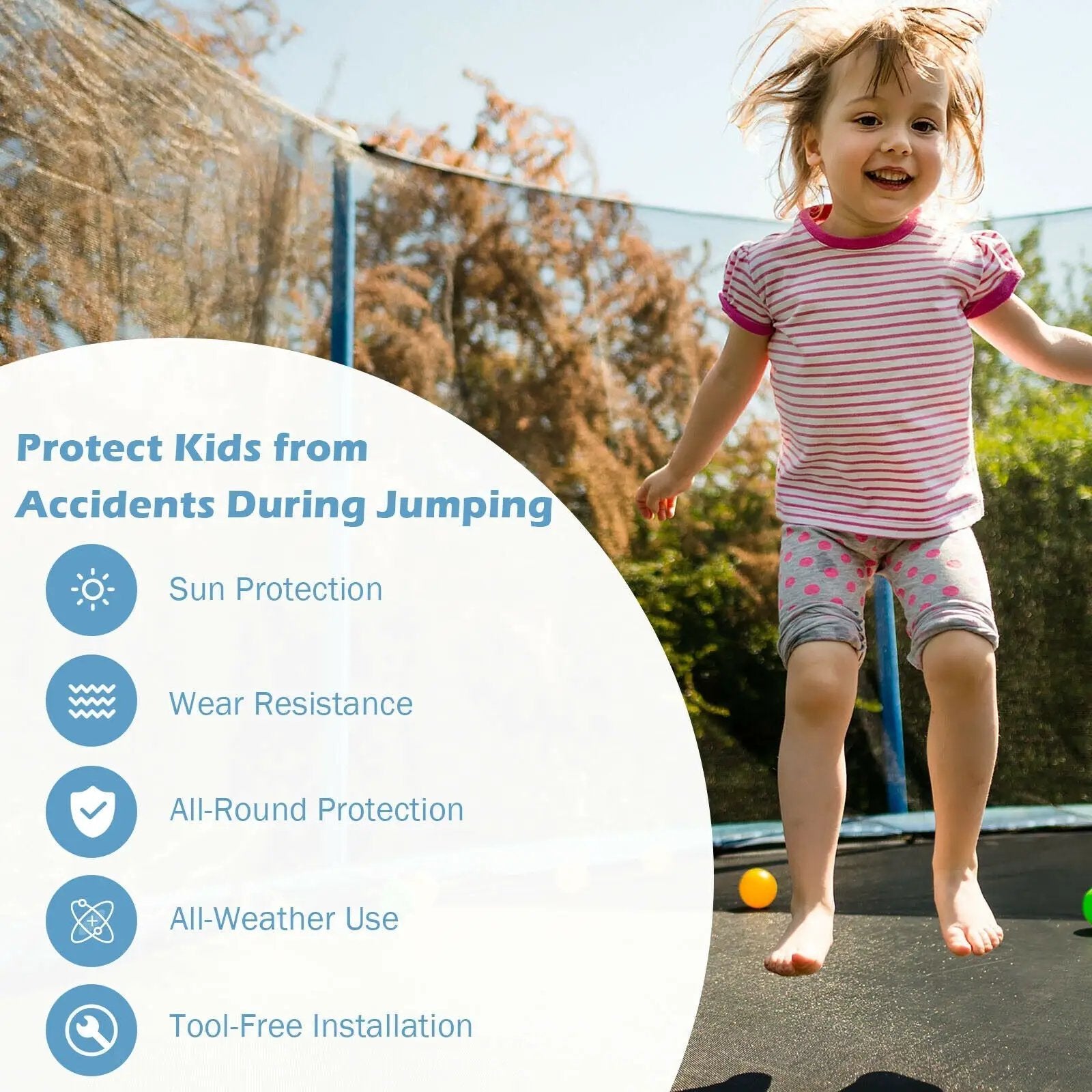 12Ft Replacement Weather-Resistant Trampoline Safety Enclosure Net by DirectDeals