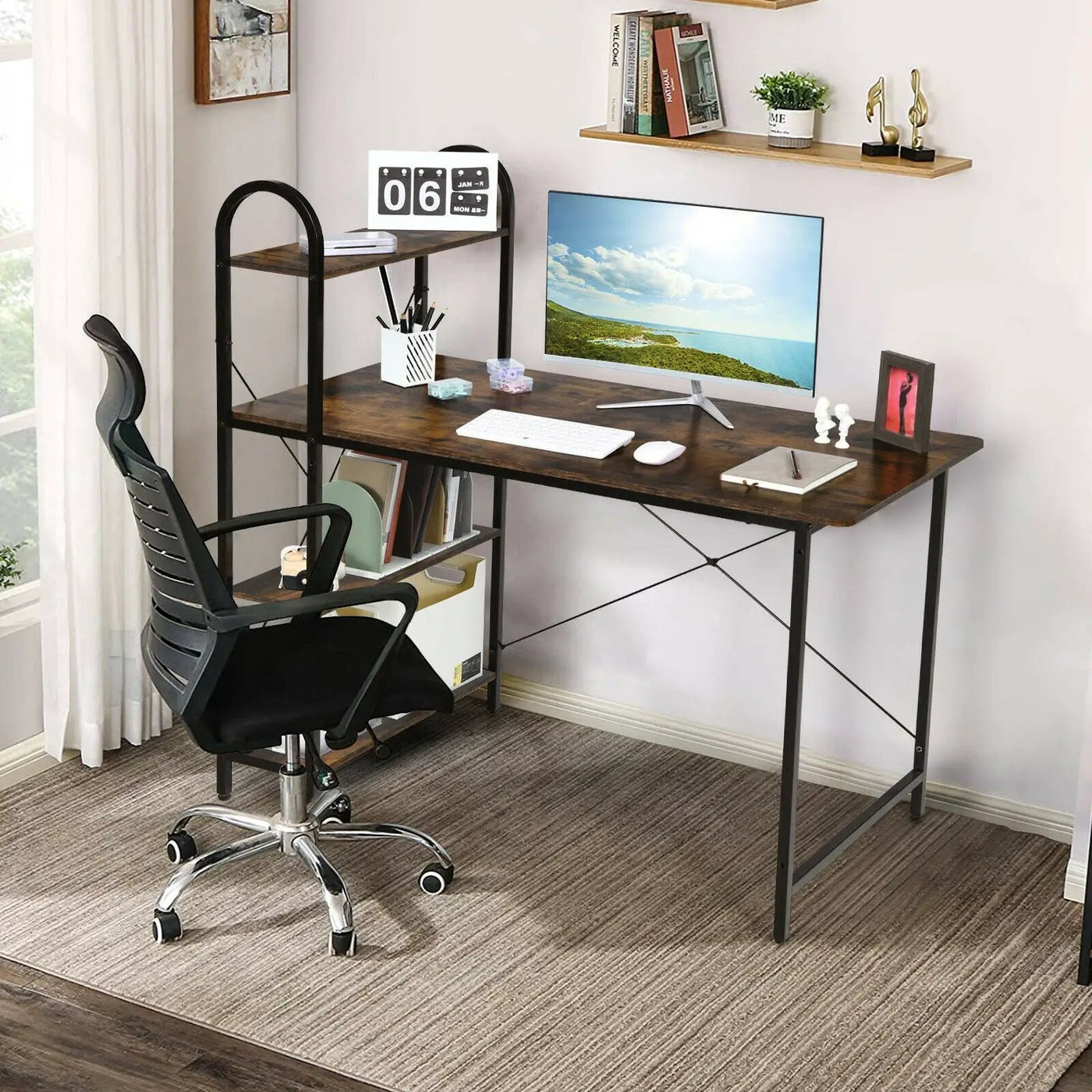 48-Inch Reversible Computer Desk with Storage Shelf by DirectDeals