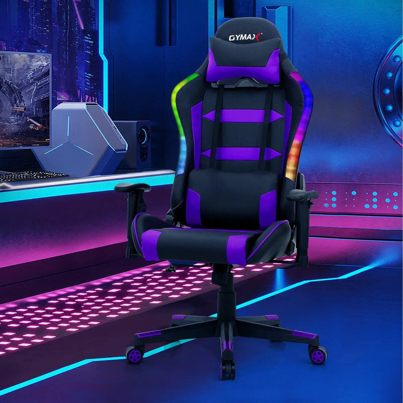 Adjustable Swivel Gaming Chair with LED Lights and Remote by DirectDeals