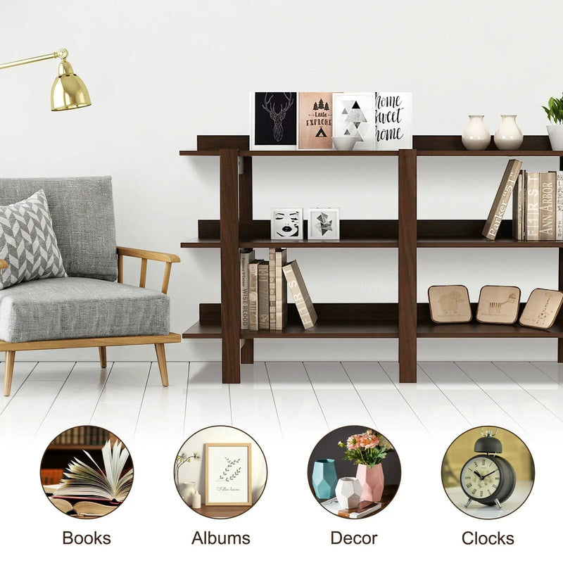 59 Inch Console Table with 3-tier Open Shelf for Front Hall Hallway and Foyer by DirectDeals
