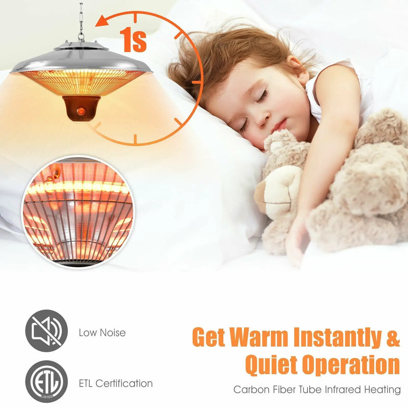 1500W Electric Hanging Ceiling Mounted Infrared Heater with Remote Control by DirectDeals