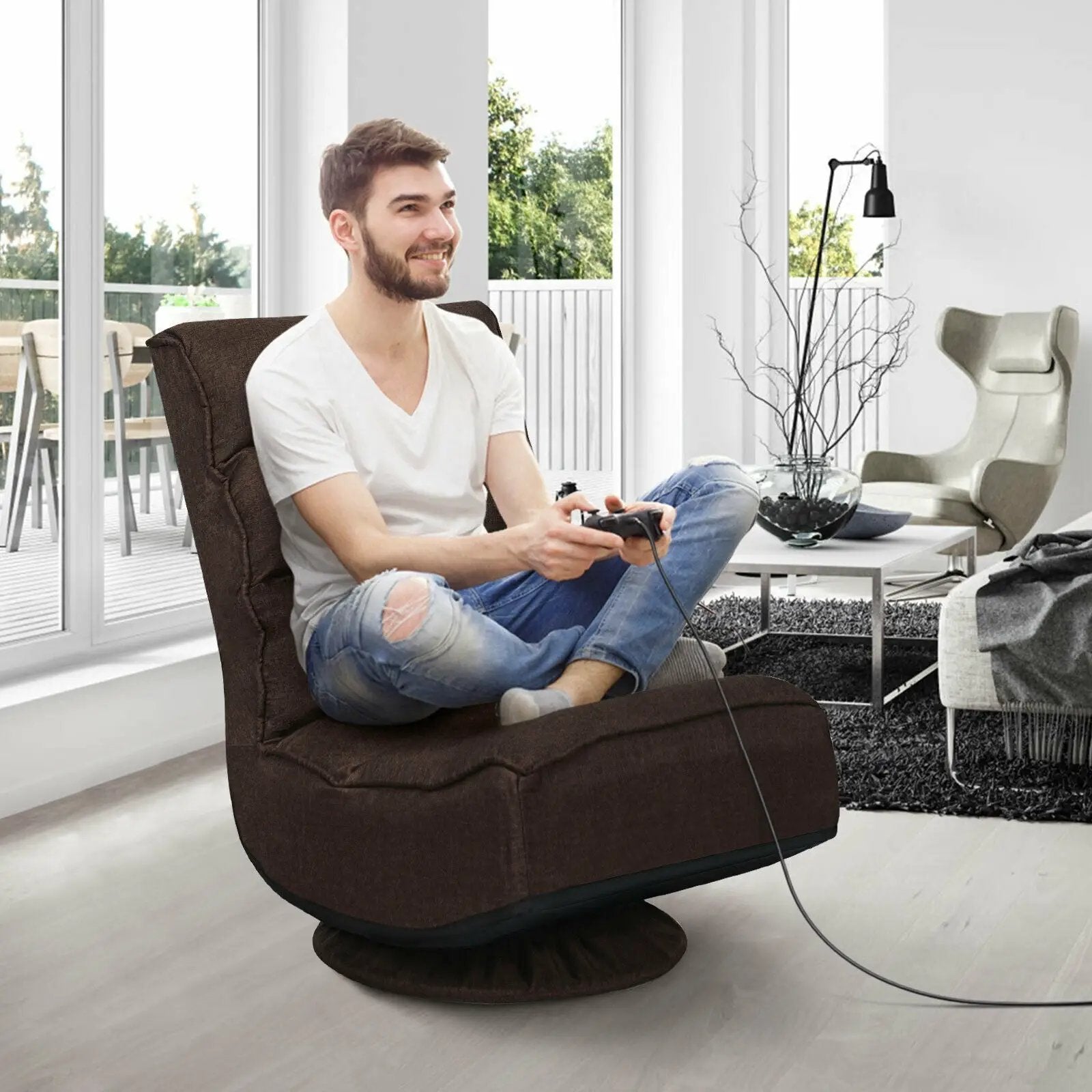 5-Position Folding Floor Gaming Chair by DirectDeals