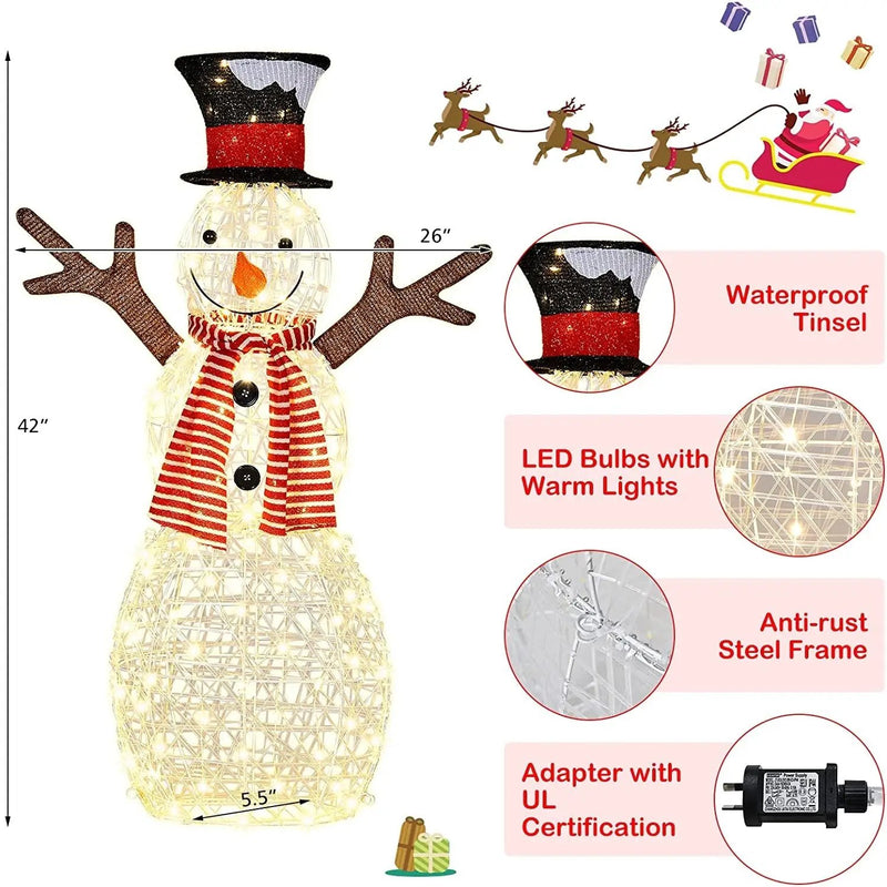 Indoor/Outdoor Christmas Lighted Snowman Decorations with Pre-Lit 80 Lights by DirectDeals