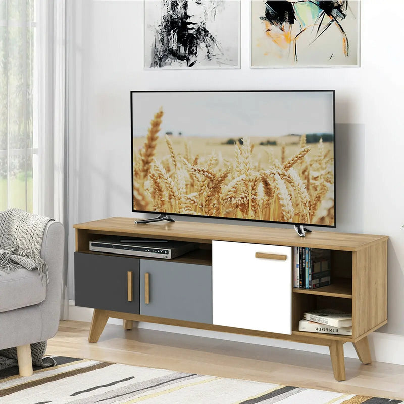 65 Inch TV Stand with 3 Storage Cabinets and 3 Open Shelves for Living Room by DirectDeals