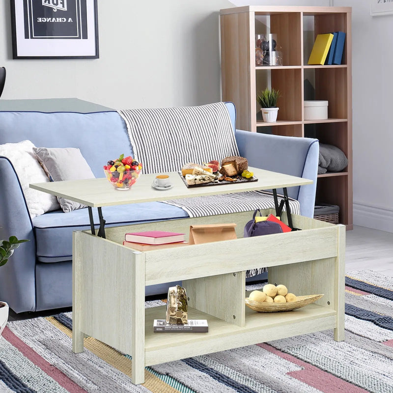 Lift Top Coffee Table with Hidden Storage Compartment and Lower Shelf for Study Room by DirectDeals