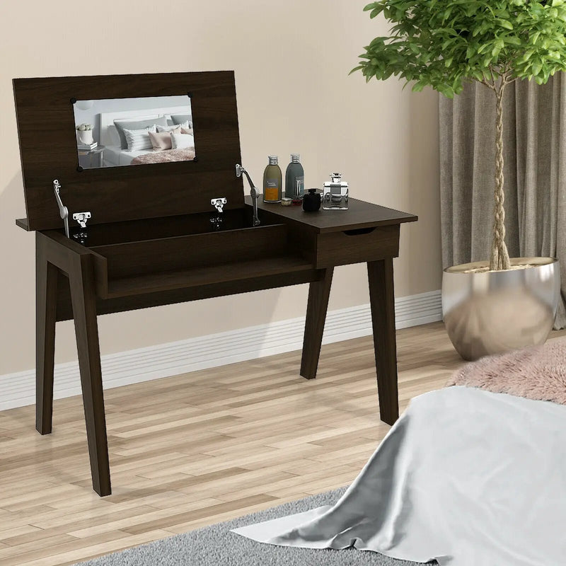 Dressing Table with Flip Mirror and Storage Drawer by DirectDeals
