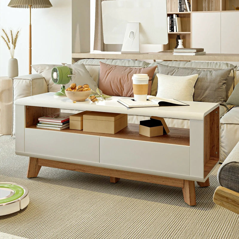 Media Console with 2 Pull-Out Drawers and Open Compartment for TVs up to 50 Inch by DirectDeals