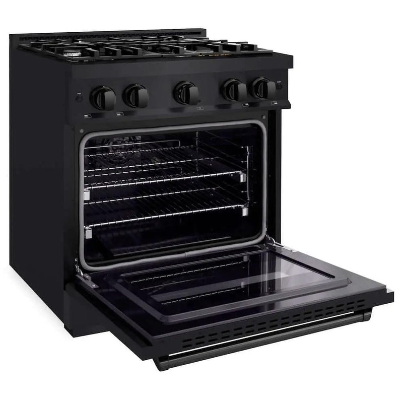 ZLINE 30" Dual Fuel Range, Gas Cooktop, Electric Convection Oven Black Stainless Steel, CDRB-30 by Farmhouse Kitchen and Bath