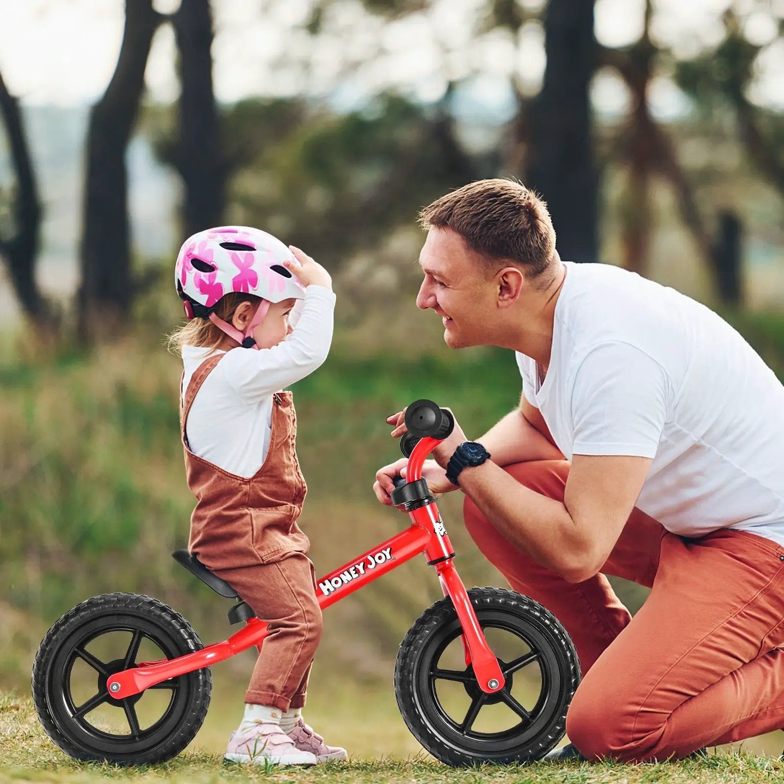 Kids No Pedal Balance Bike with Adjustable Handlebar and Seat-Red by DirectDeals