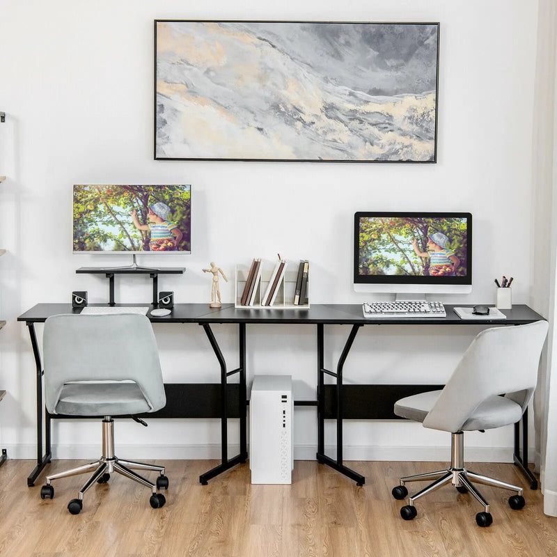 88.5 Inch L Shaped Reversible Computer Desk Table with Monitor Stand by DirectDeals