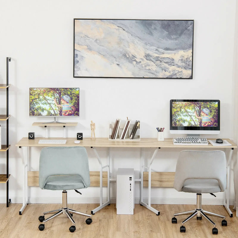 88.5 Inch L Shaped Reversible Computer Desk Table with Monitor Stand by DirectDeals
