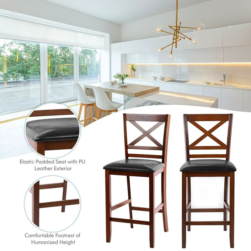 Counter Height Bar Stools 25 Inch - Set of 2 with PU Leather by DirectDeals