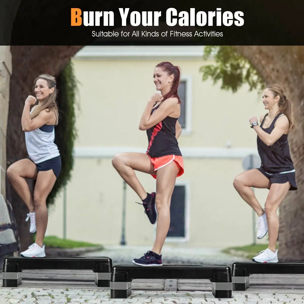 31 Inch Adjustable Exercise Aerobic Stepper with Non-Slip Pads-Gray by DirectDeals