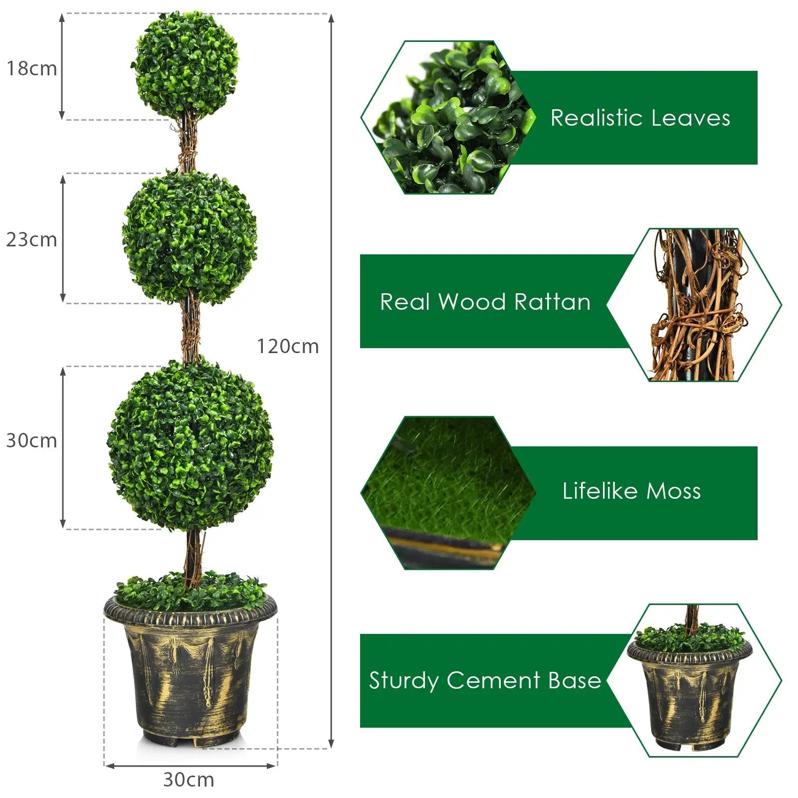 4 Feet Artificial Topiary Triple Ball Tree Plant by DirectDeals