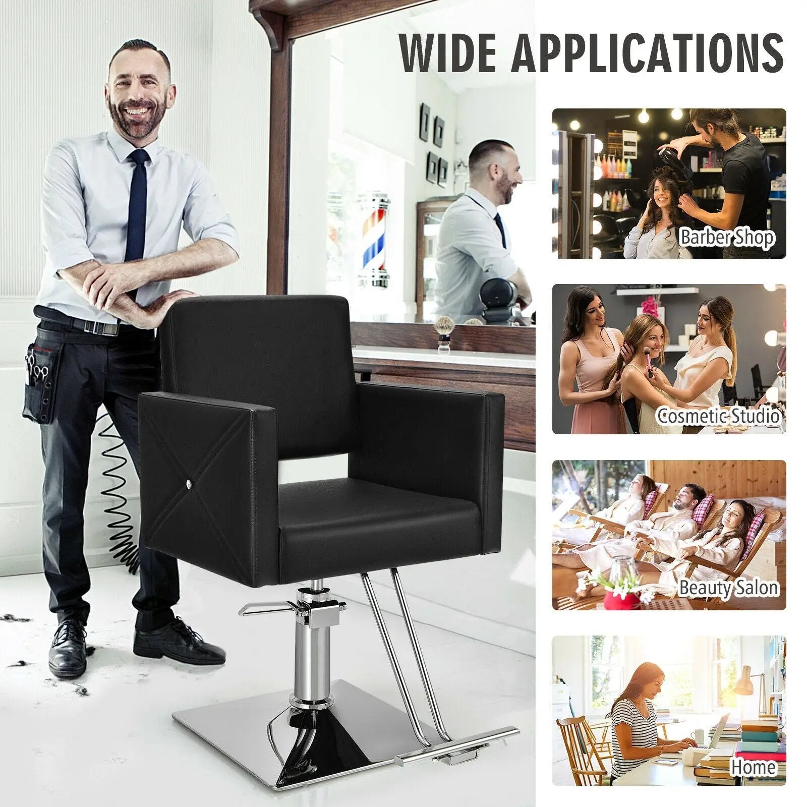 Salon Chair for Hair Stylist with Adjustable Swivel Hydraulic-Black by DirectDeals