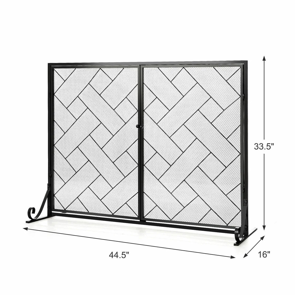 2-Panel Fireplace Screen Folding Metal Fire Place Safety Fence with Magnetic Doors by DirectDeals