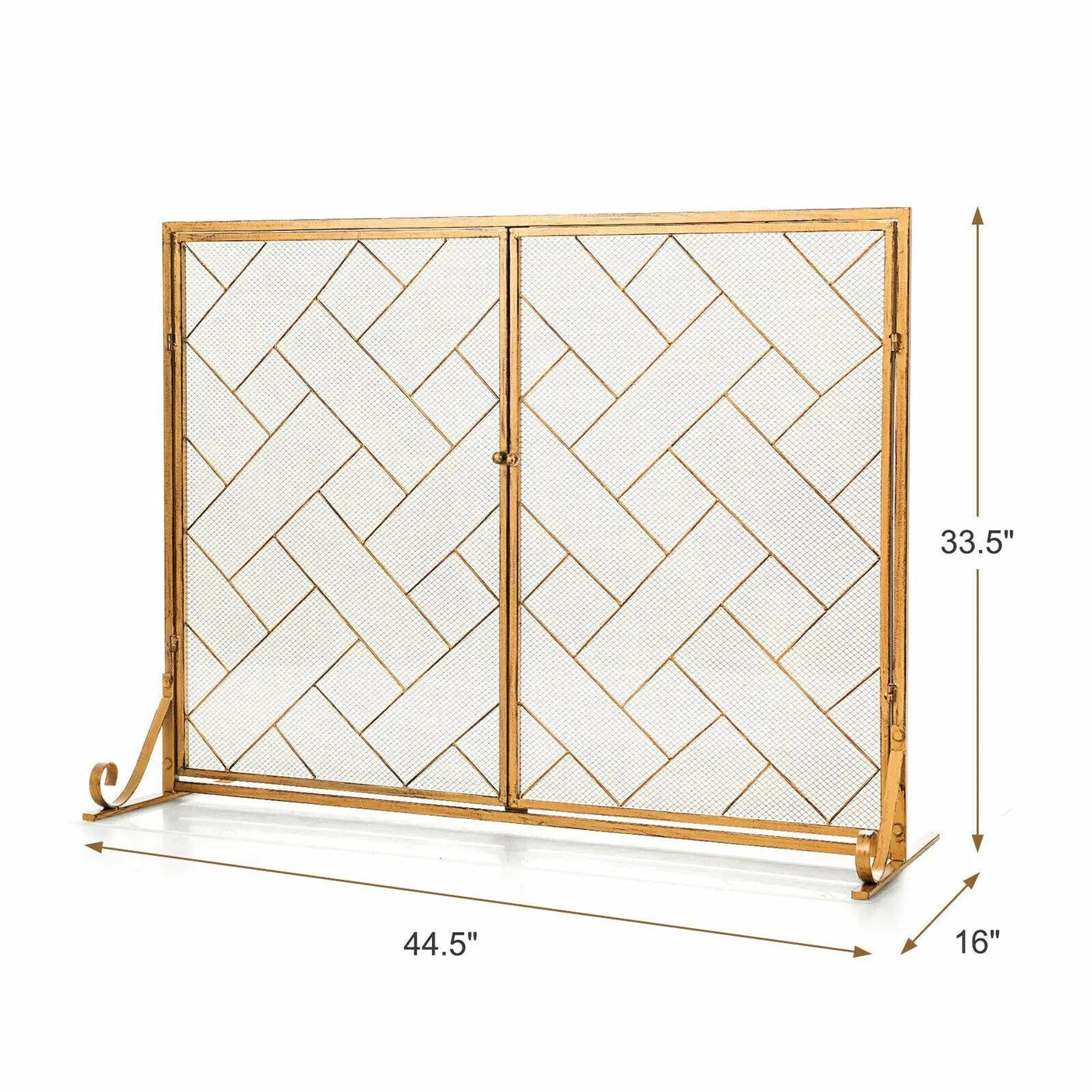 2-Panel Fireplace Screen Folding Metal Fire Place Safety Fence with Magnetic Doors by DirectDeals