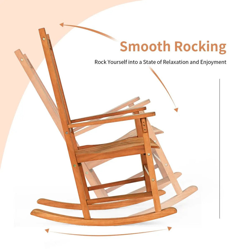 3 Pieces Eucalyptus Rocking Chair Set with Coffee Table by DirectDeals