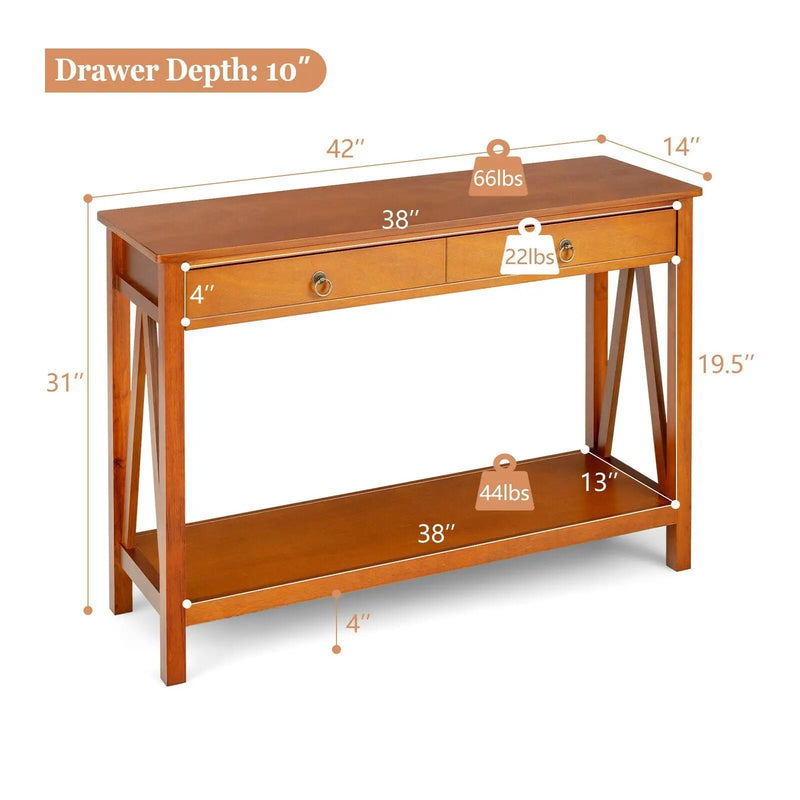 Console Table with Drawer Storage Shelf for Entryway Hallway by DirectDeals