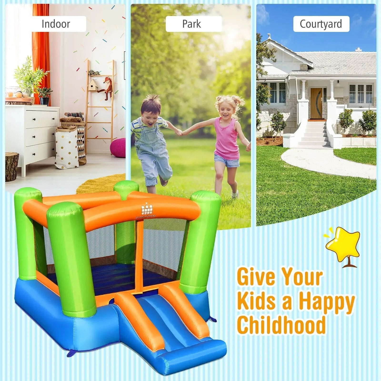 Kids Inflatable Bounce House without Blower for Indoor and Outdoor by DirectDeals
