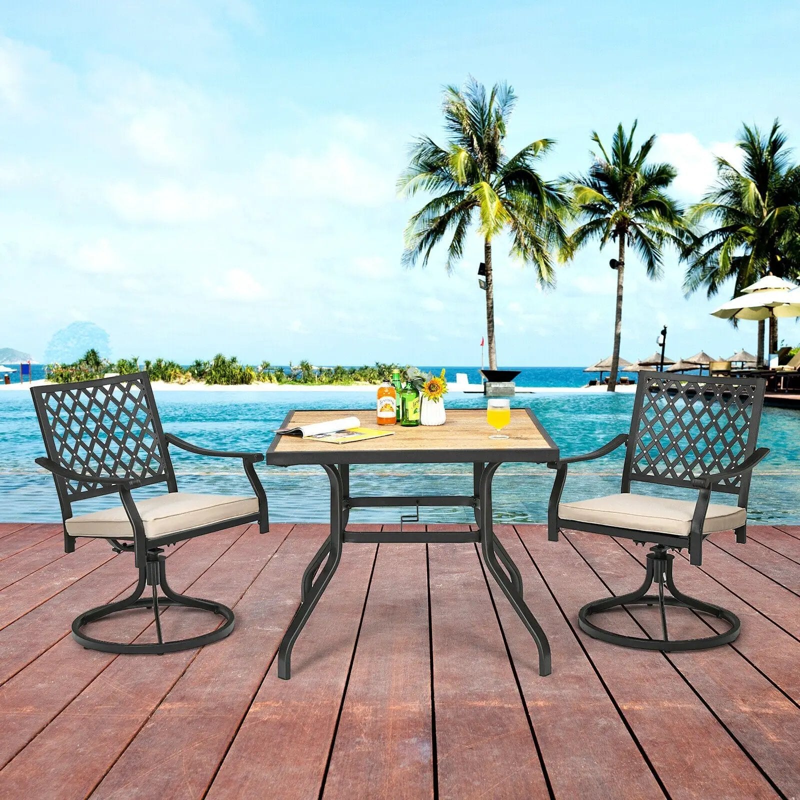 Patio Metal Square Dining Table for Garden and Poolside by DirectDeals