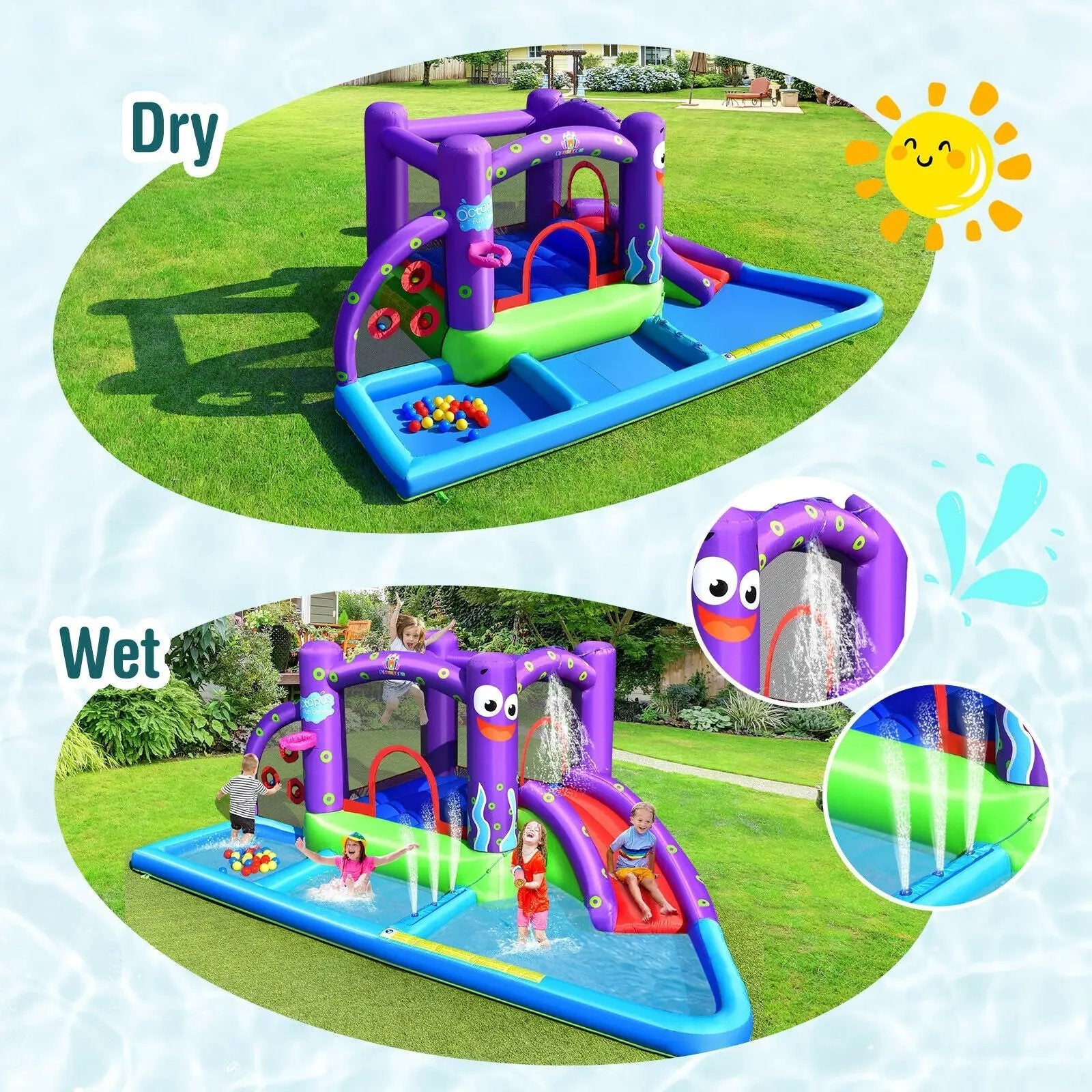 Inflatable Water Slide Park with Splash Pool and 750W Blower by DirectDeals
