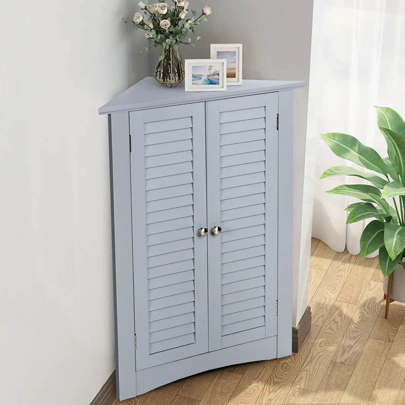 Bathroom Corner Storage Freestanding Floor Cabinet with Shutter Door by DirectDeals