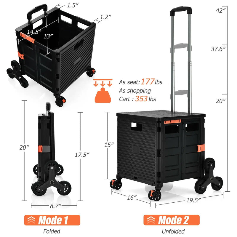 Costway Foldable Utility Cart for Travel and Shopping by DirectDeals