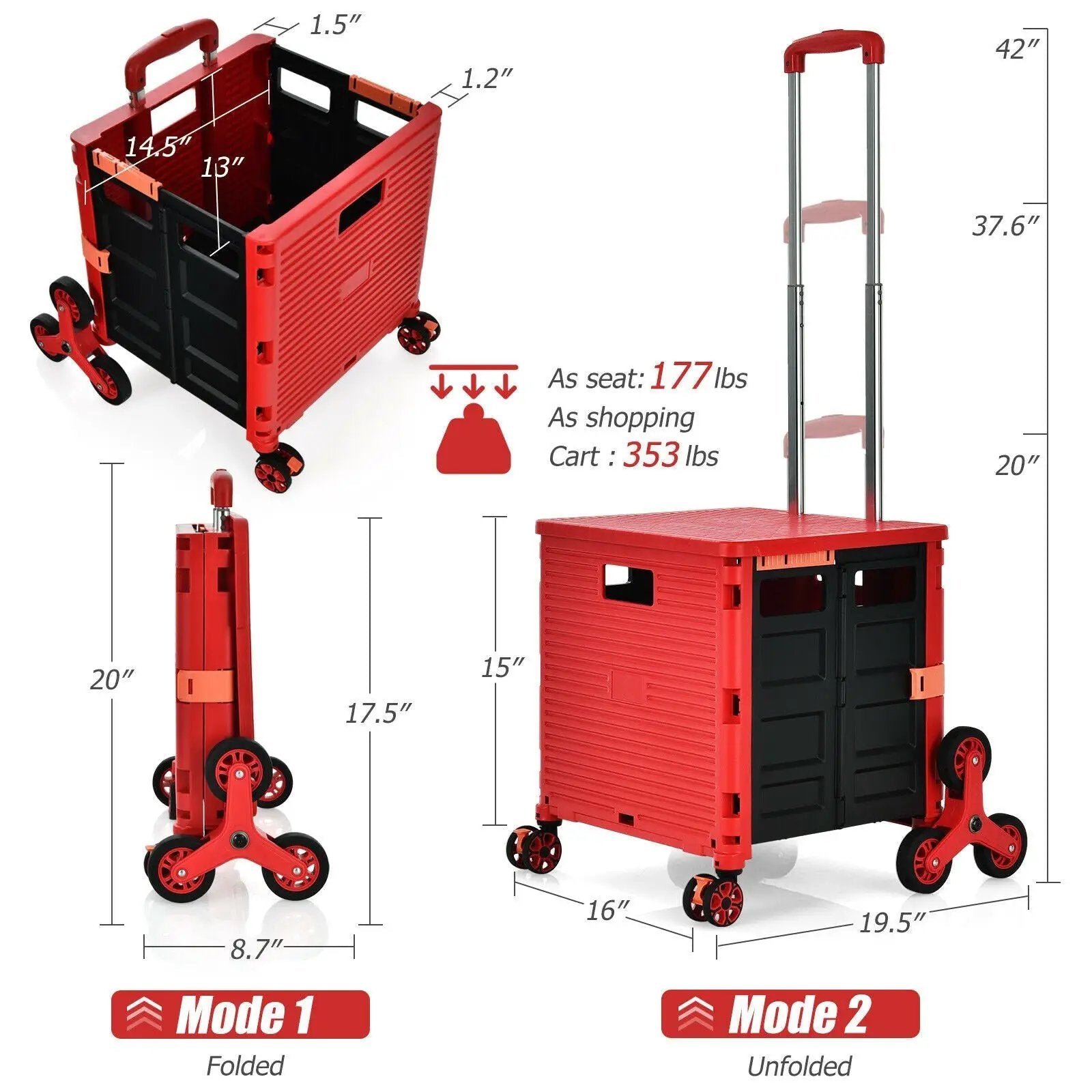 Costway Foldable Utility Cart for Travel and Shopping by DirectDeals