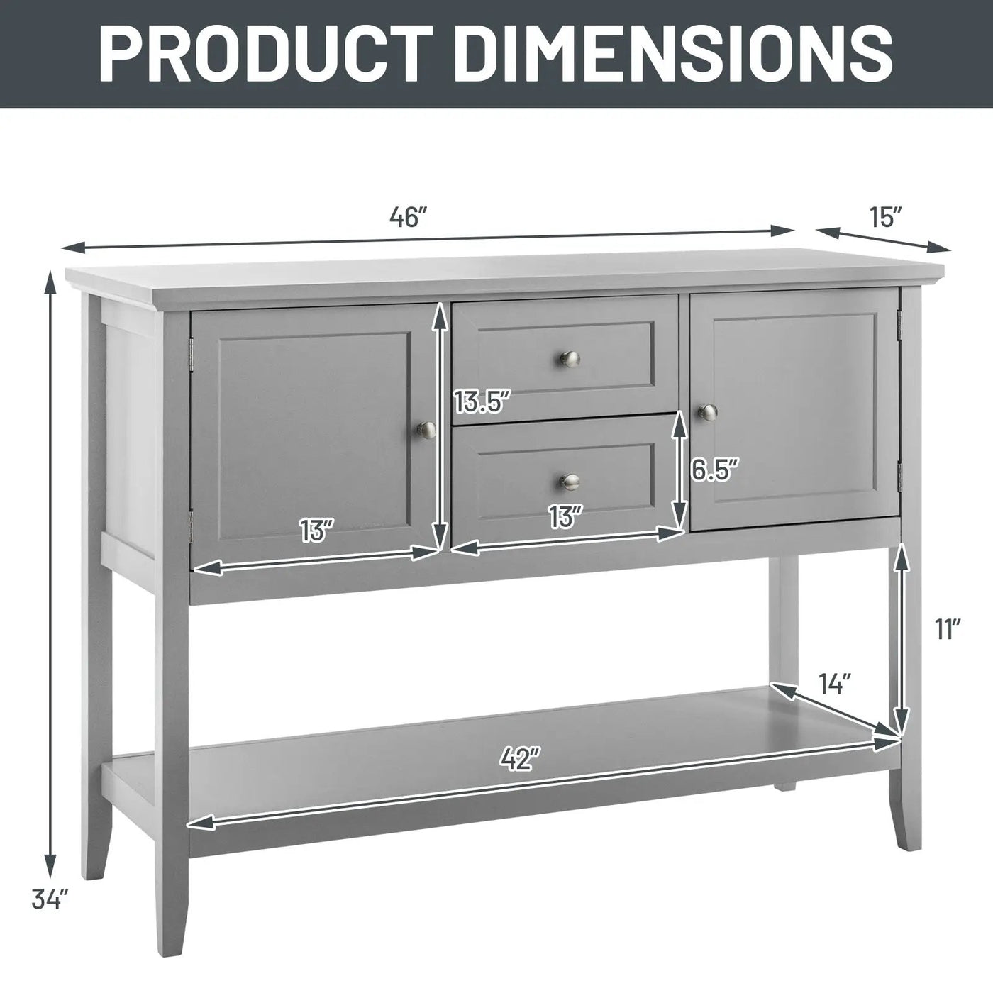 Wooden Sideboard Buffet Console Table with Drawers and Storage by DirectDeals
